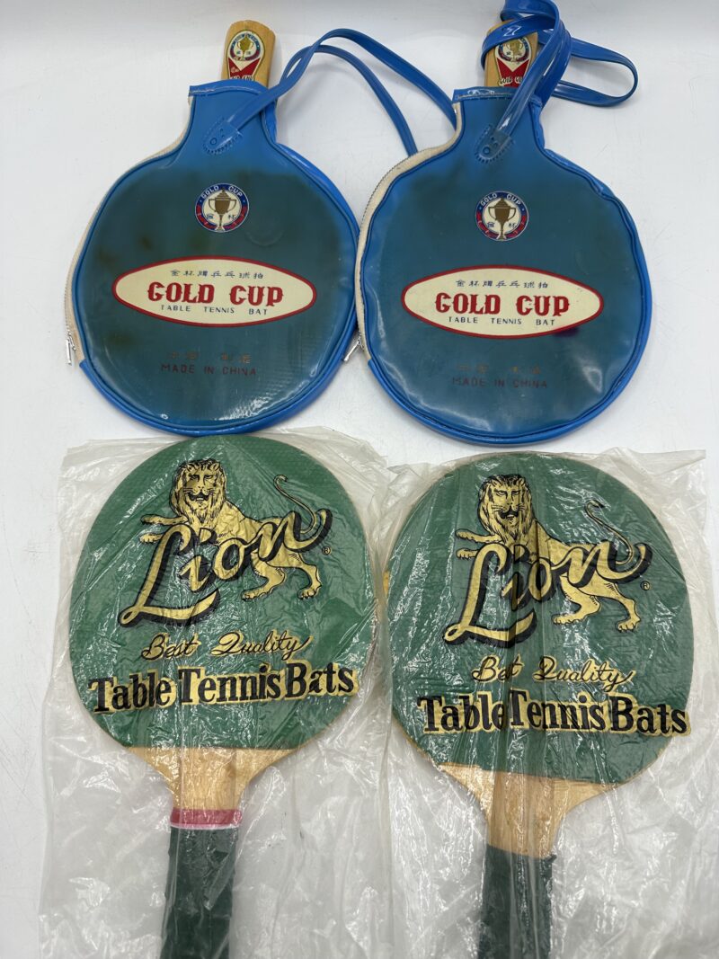Ensemble 4 raquettes de ping-pong vintage Gold Cup et Lion – Image 2