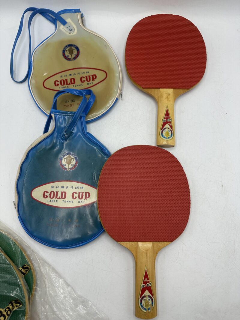 Ensemble 4 raquettes de ping-pong vintage Gold Cup et Lion – Image 13