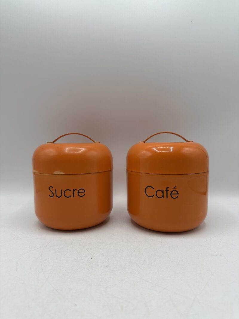 Pots de cuisine vintage orange sucre et café – Image 2