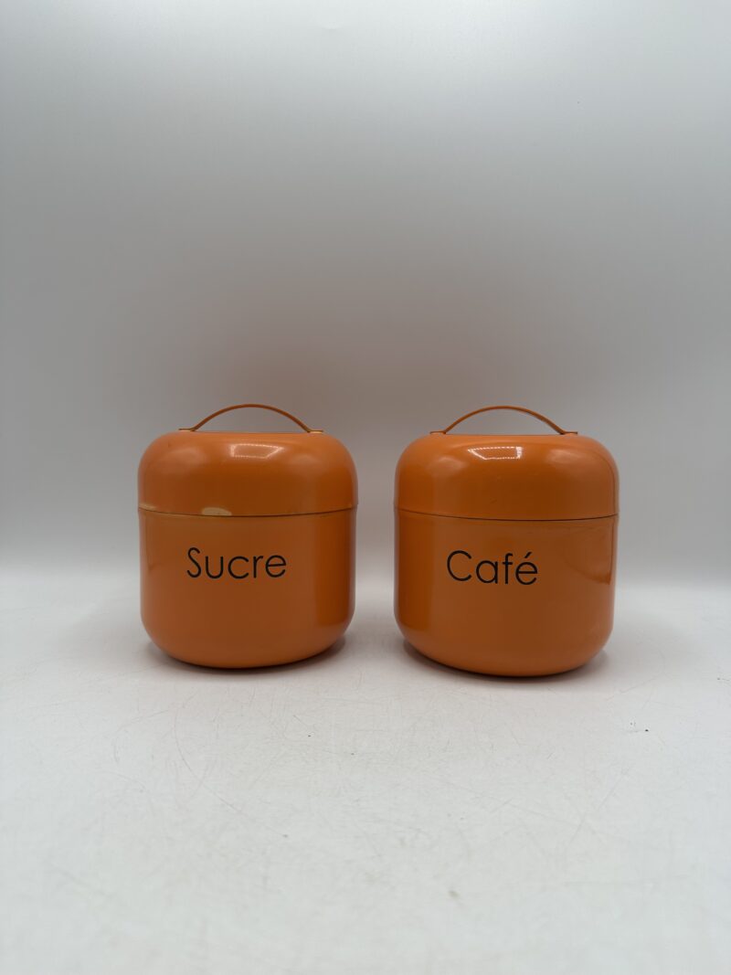 Pots de cuisine vintage orange sucre et café – Image 3