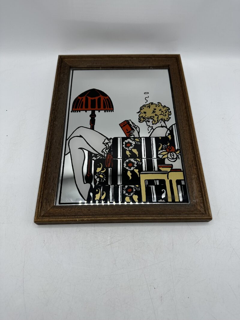 Cadre miroir années 70 art déco style Mucha – Image 2