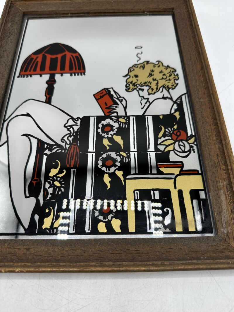 Cadre miroir années 70 art déco style Mucha – Image 3