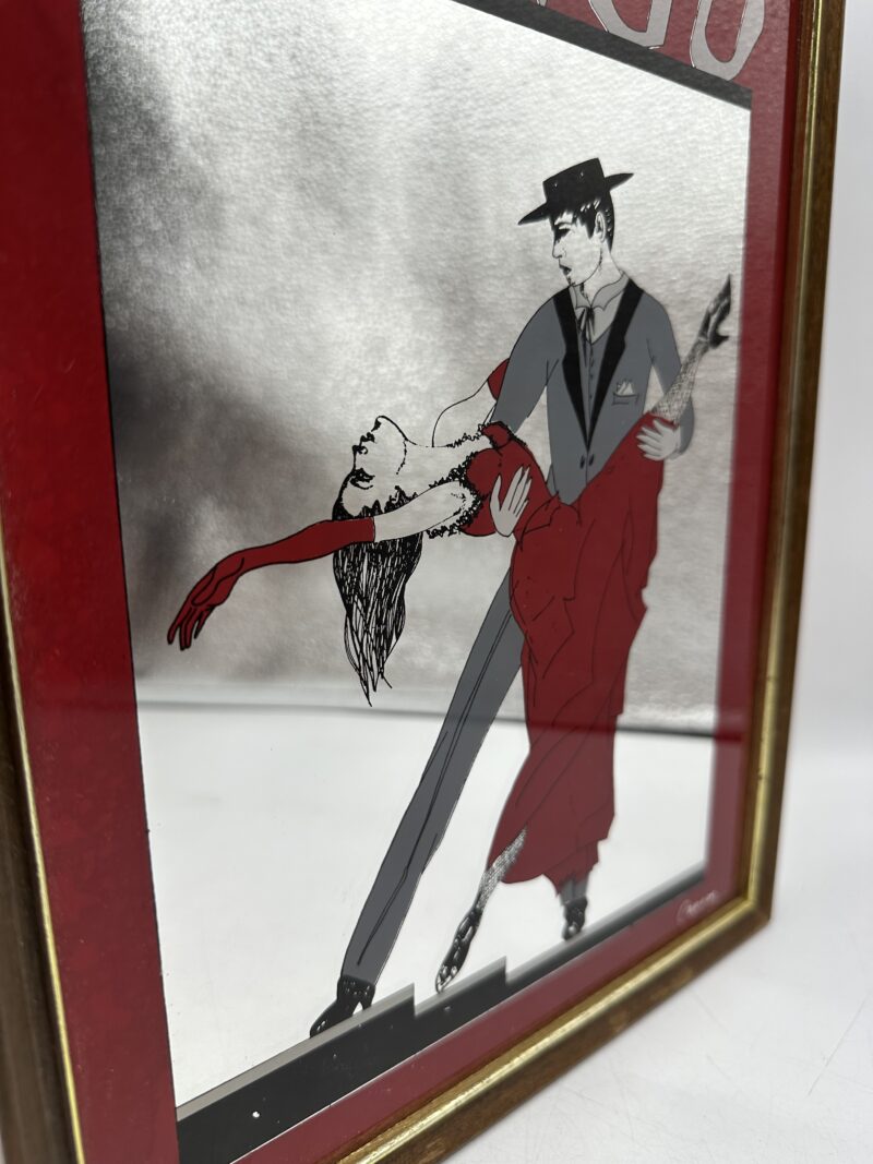Cadre miroir sérigraphie Tango années 70 art déco – Image 6