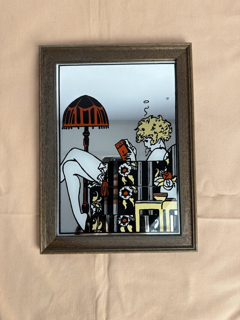 Cadre miroir années 70 art déco style Mucha
