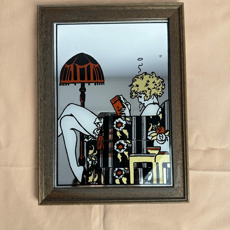 Cadre miroir années 70 art déco style Mucha