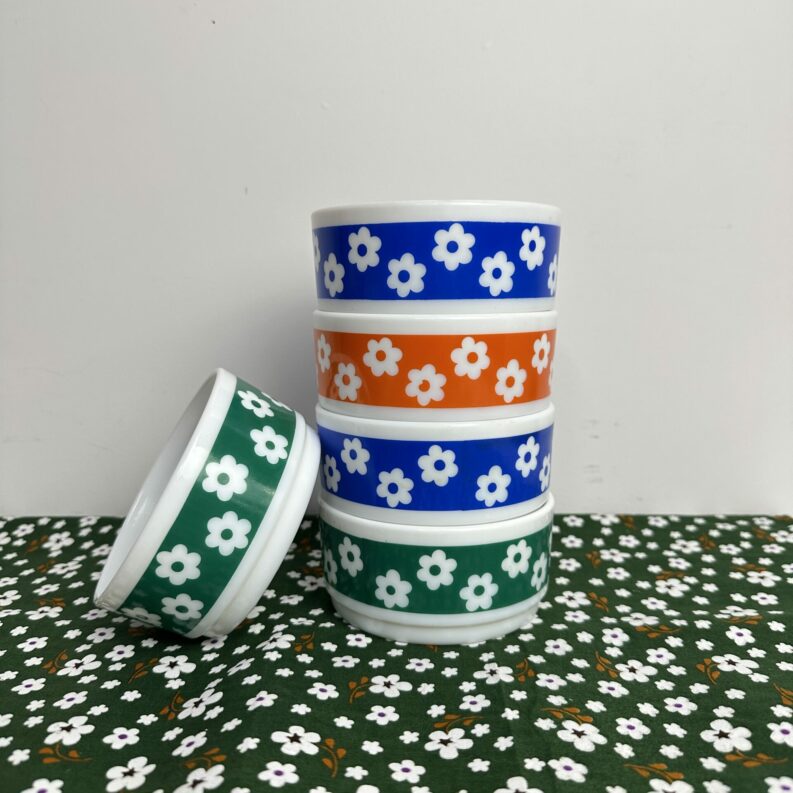 Ensemble 5 ramequins arcopal flowers pop