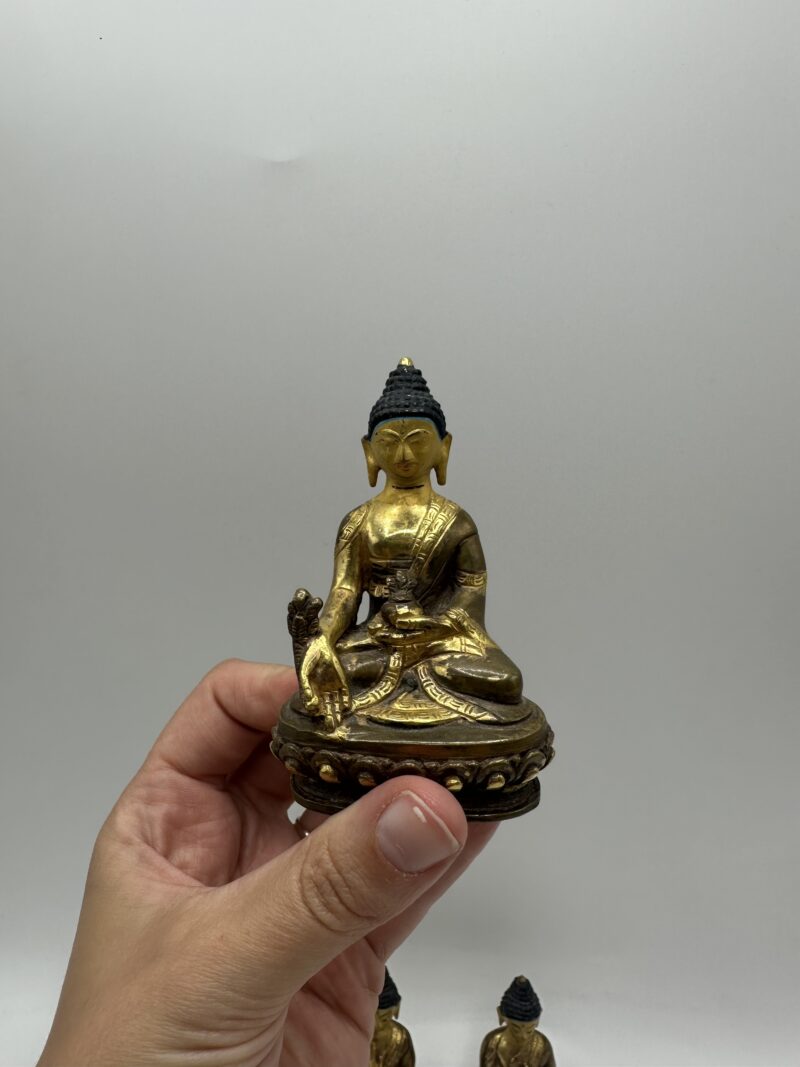 Ensemble de 3 statuettes Buddha en laiton anciennes – Image 3