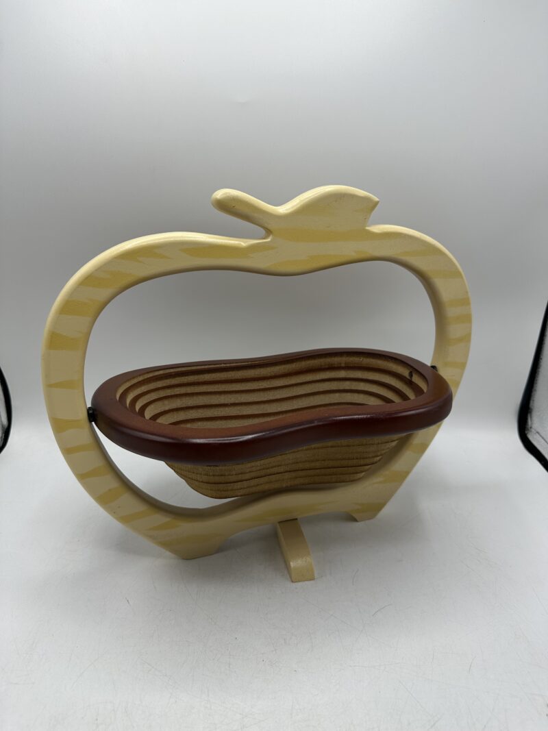 Corbeille à fruit pomme vintage en bois – Image 2
