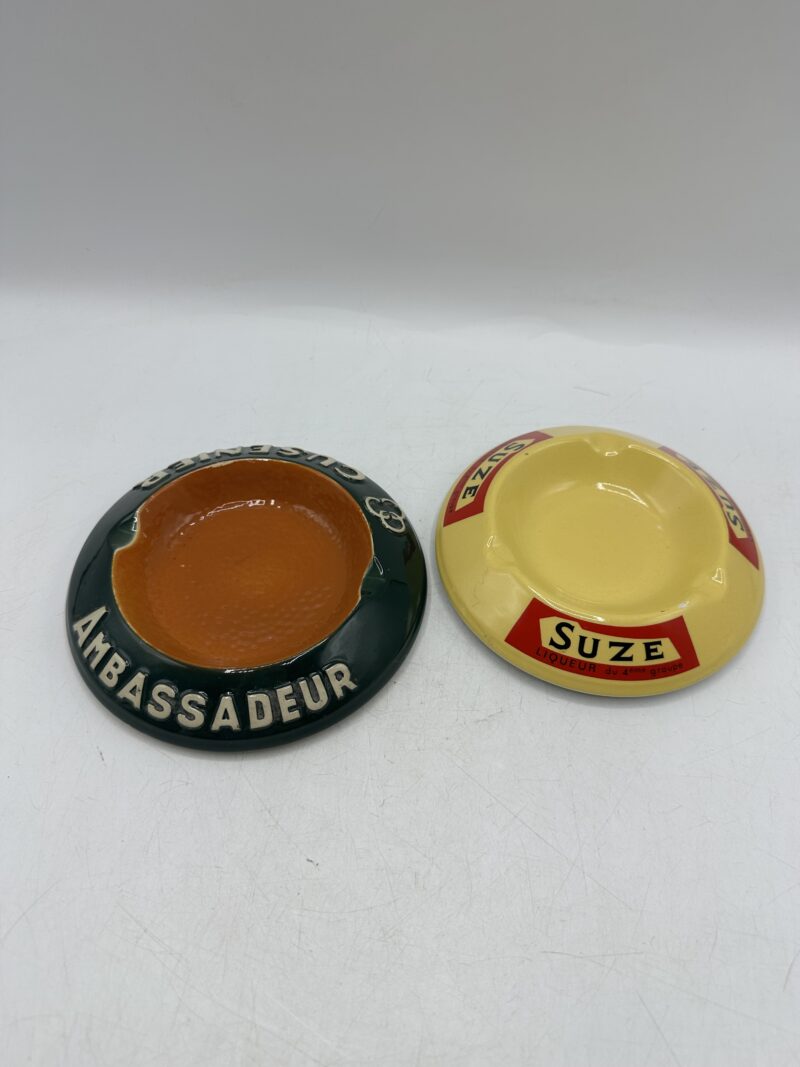 Lot de 2 cendriers publicitaires vintage Suze et Cusenier – Image 2