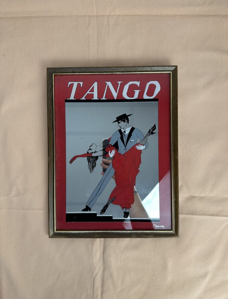 Cadre miroir sérigraphie Tango années 70 art déco