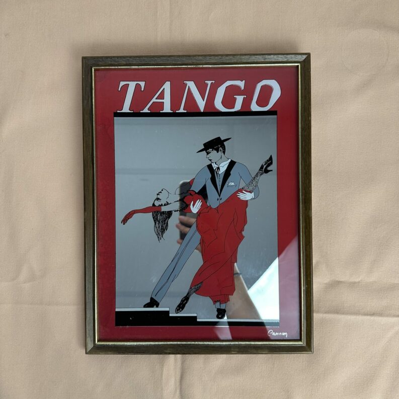 Cadre miroir sérigraphie Tango années 70 art déco