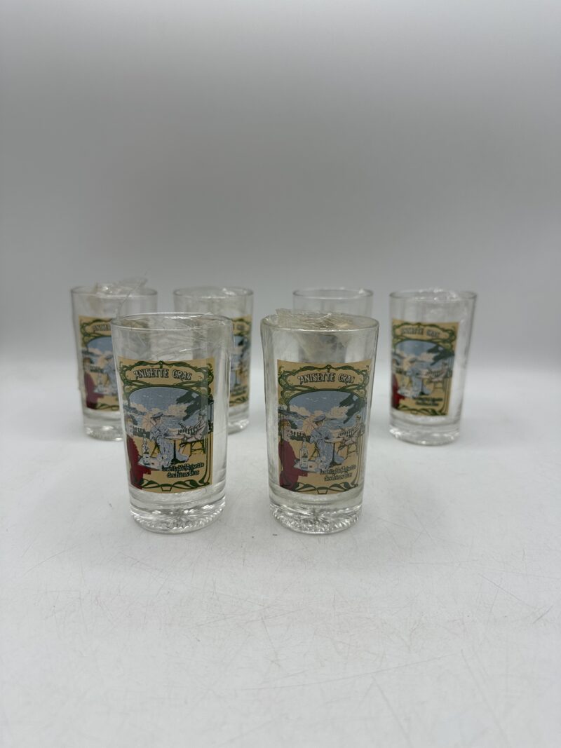 Lot de 6 verres anciens "Anisette Gras" – Image 2