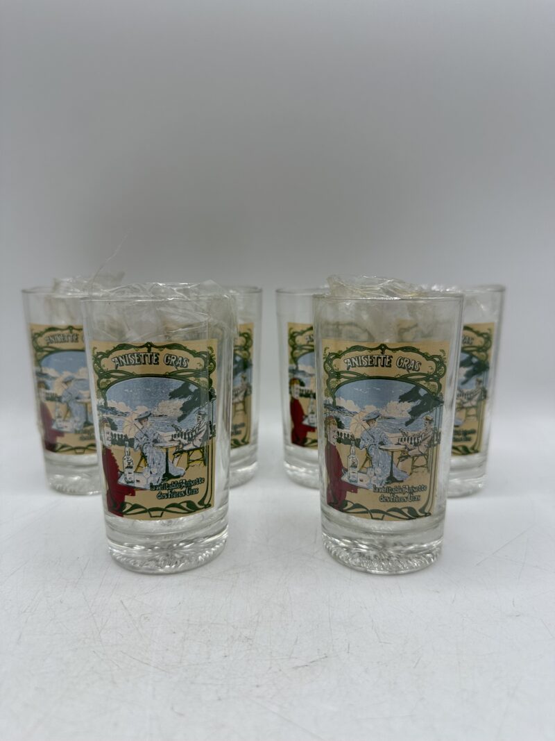 Lot de 6 verres anciens "Anisette Gras" – Image 3