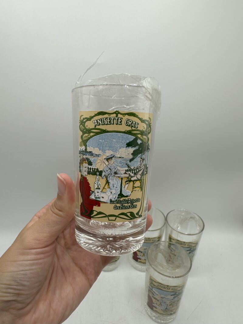 Lot de 6 verres anciens "Anisette Gras" – Image 4