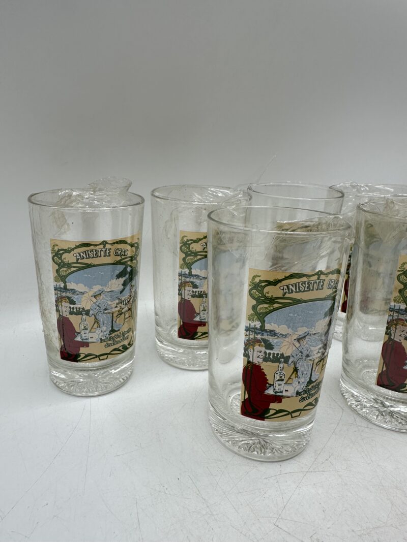 Lot de 6 verres anciens "Anisette Gras" – Image 7