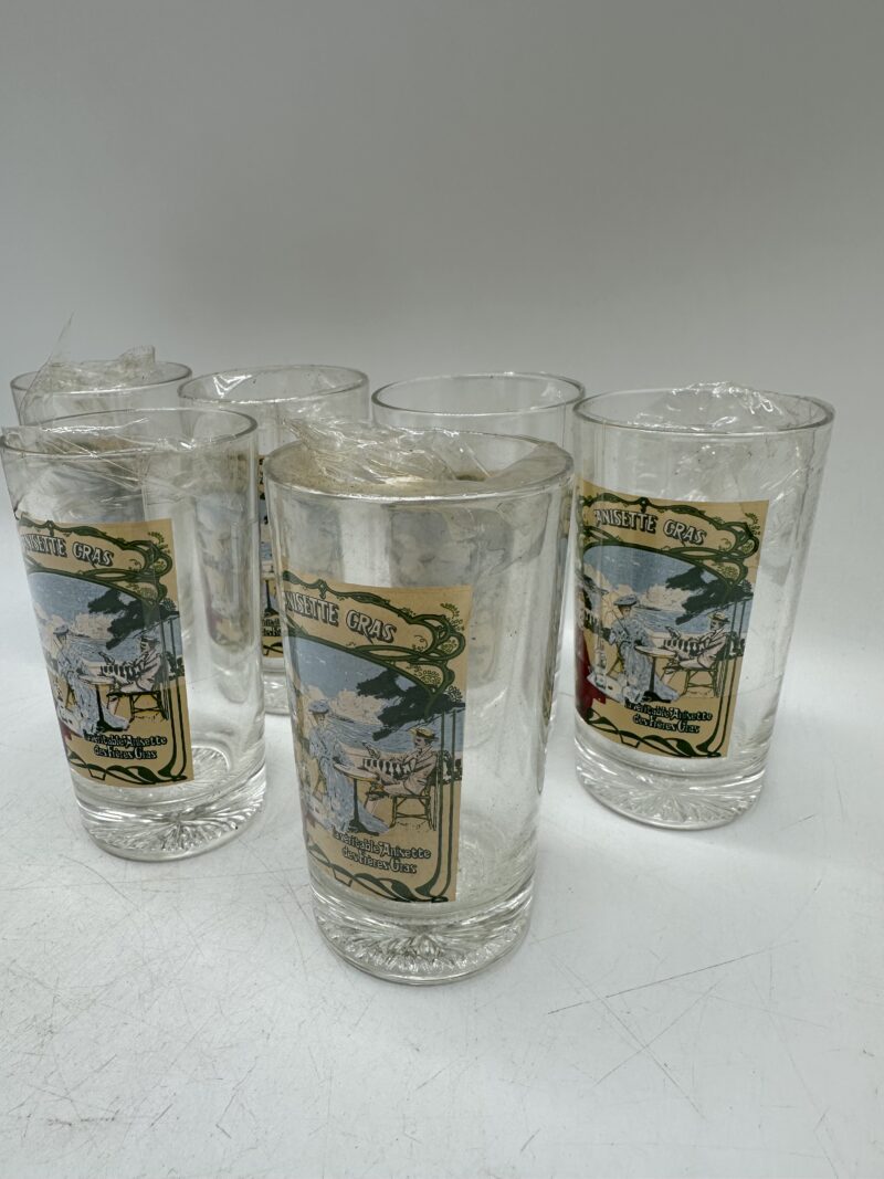 Lot de 6 verres anciens "Anisette Gras" – Image 8
