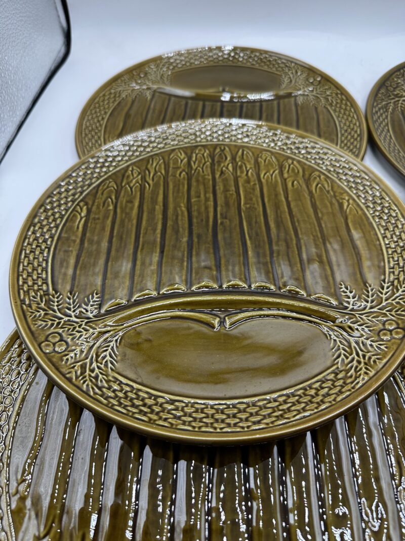Lot de 6 assiettes à asperges en barbotine kaki – Image 8