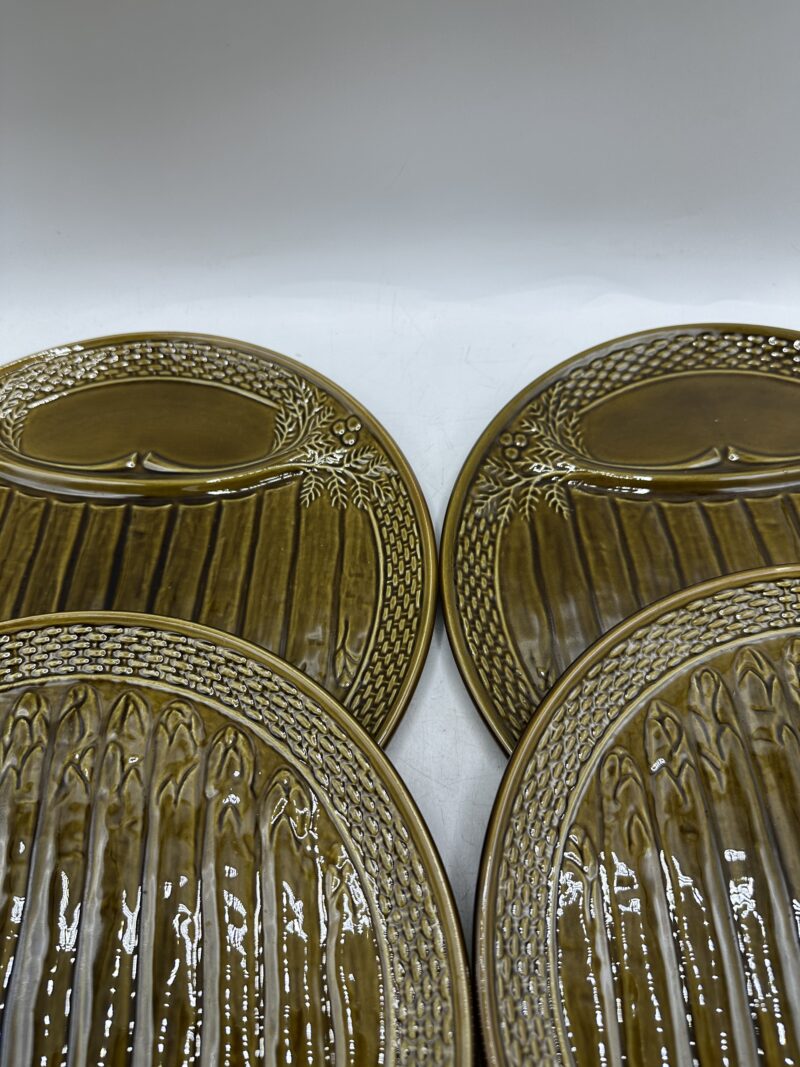 Lot de 6 assiettes à asperges en barbotine kaki – Image 9