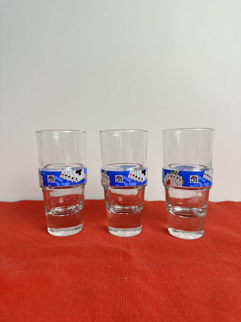 Lot de 3 verres Pastis 51 édition spéciale jeu de cartes