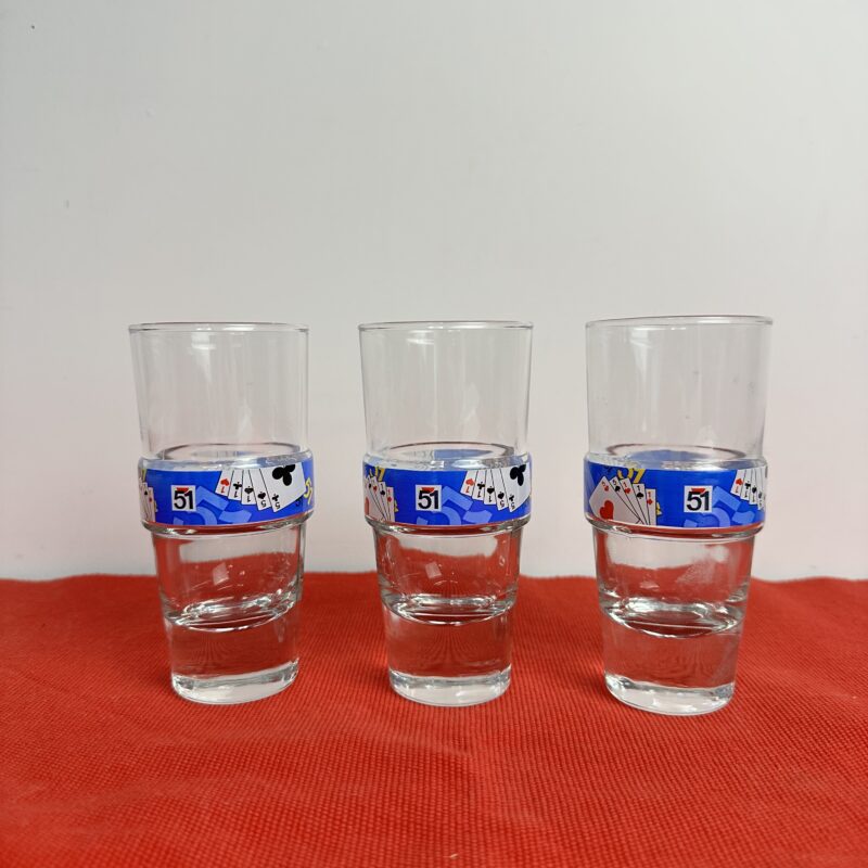 Lot de 3 verres Pastis 51 édition spéciale jeu de cartes
