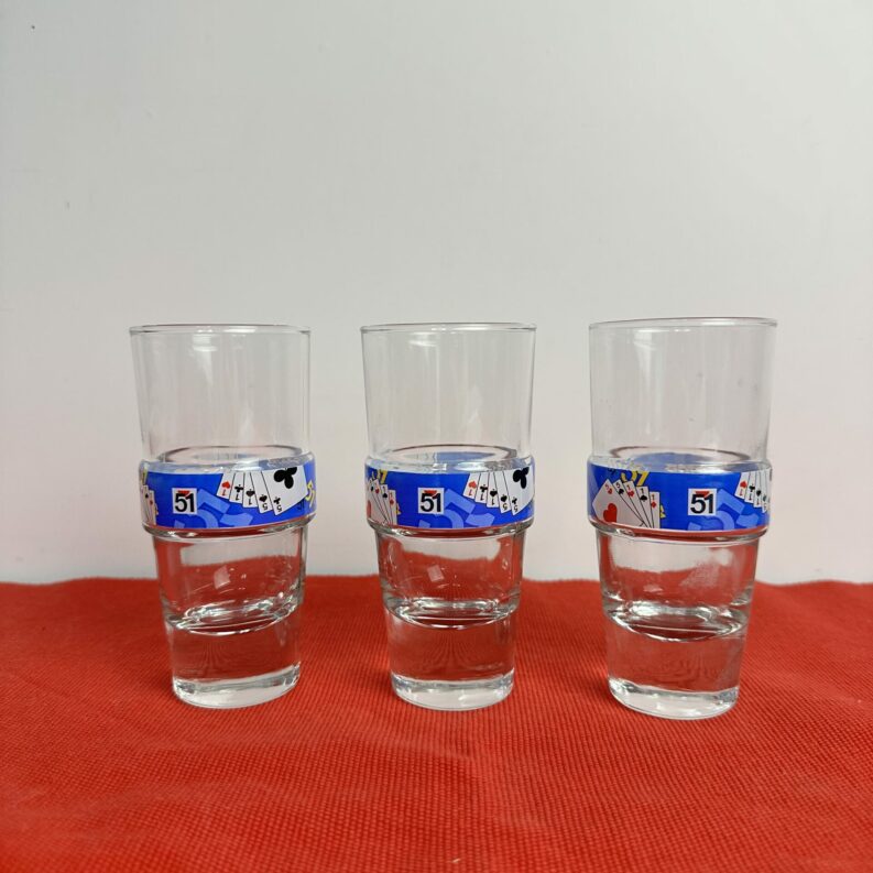 Lot de 3 verres Pastis 51 édition spéciale jeu de cartes