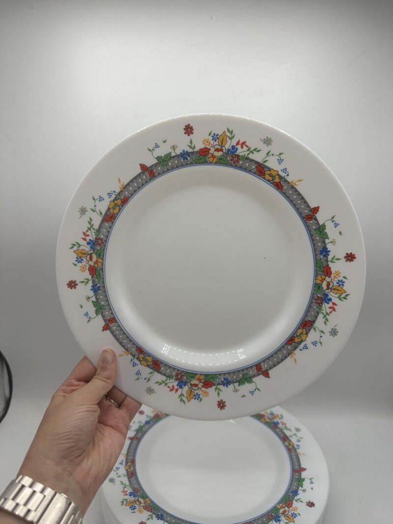 Service 11 assiettes Arcopal fleurie vintage – Image 4