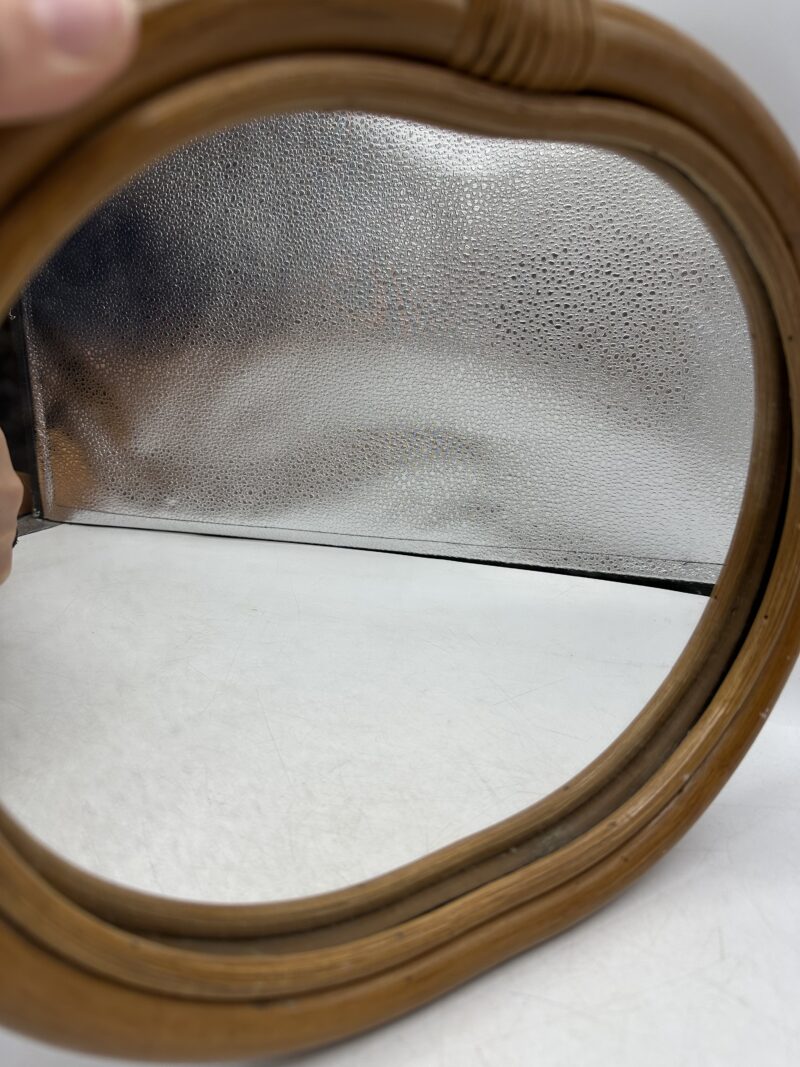 Miroir mural en rotin forme de pomme vintage – Image 7