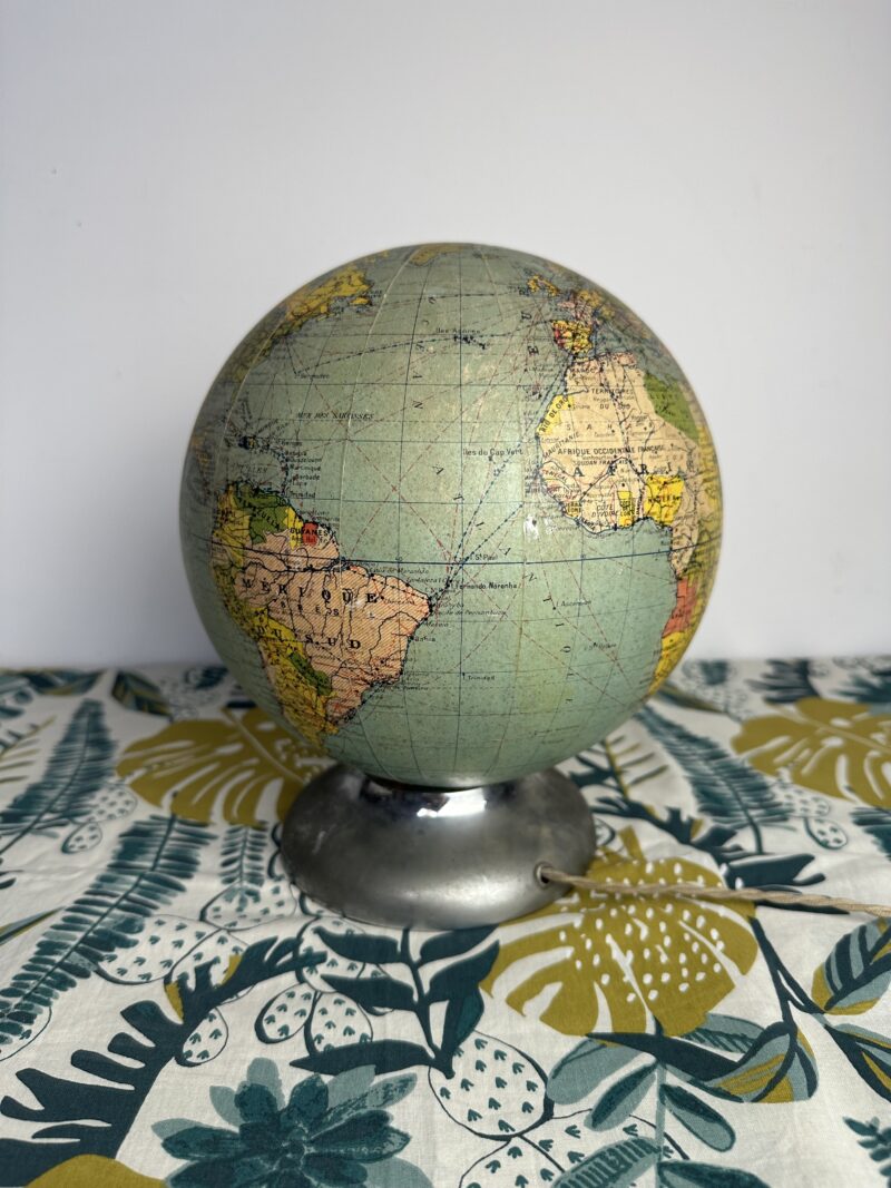 Lampe globe terrestre vintage V. Vindrinet vintage