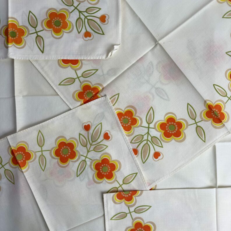 Lot de 6 carrés de tissu vintage fleuri