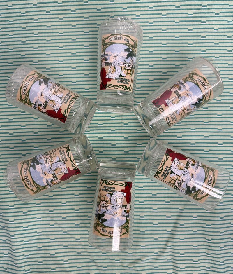Lot de 6 verres anciens "Anisette Gras"