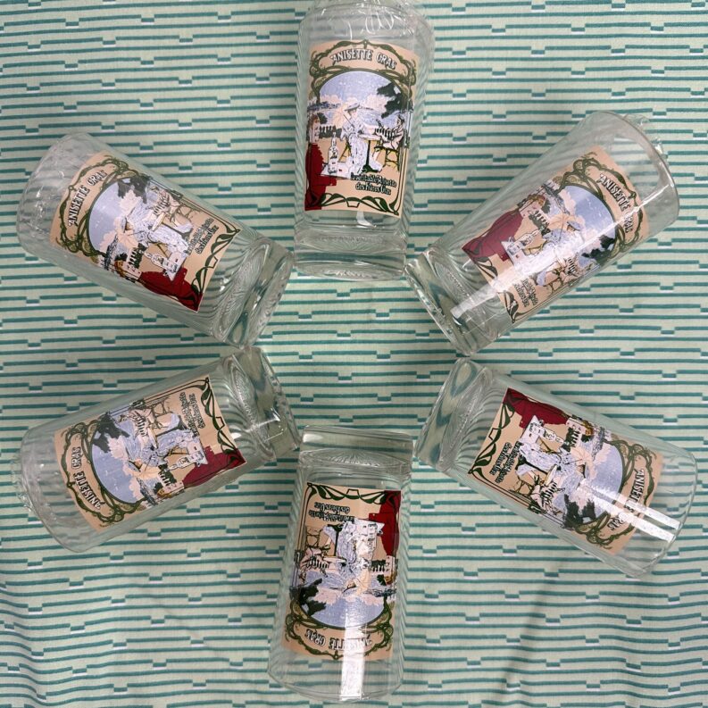 Lot de 6 verres anciens "Anisette Gras"