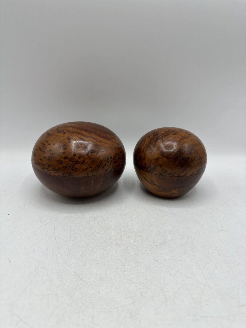Ensemble de deux boites rondes anciennes en bois – Image 2