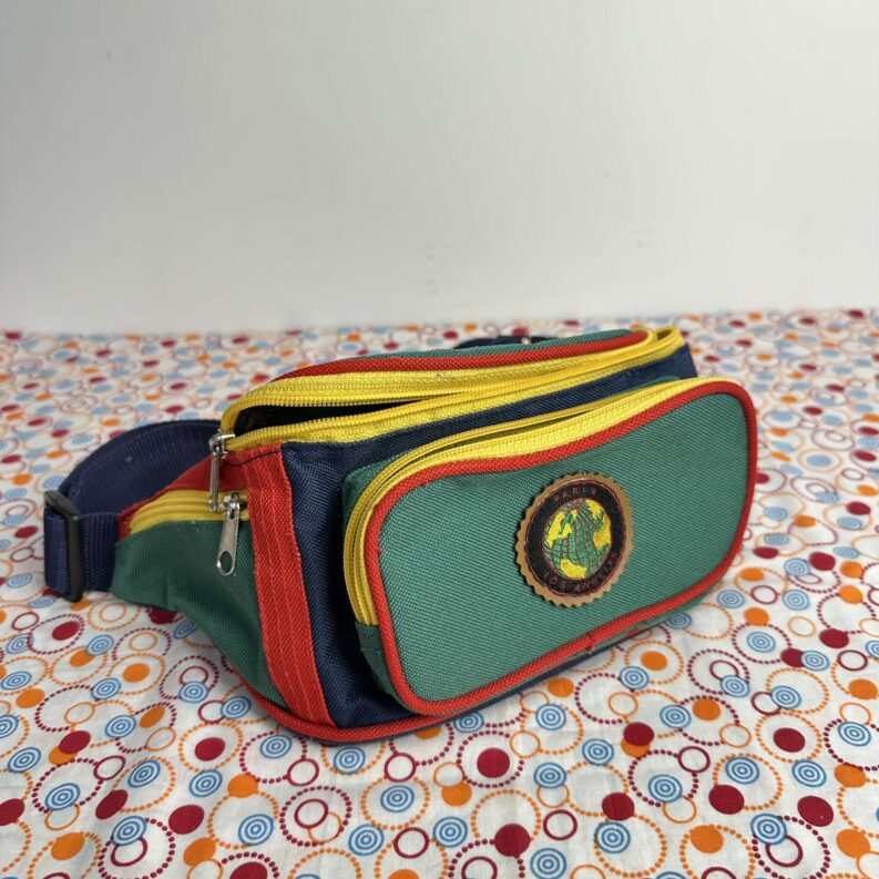 Petite sacoche banane vintage multicolore années 80-90