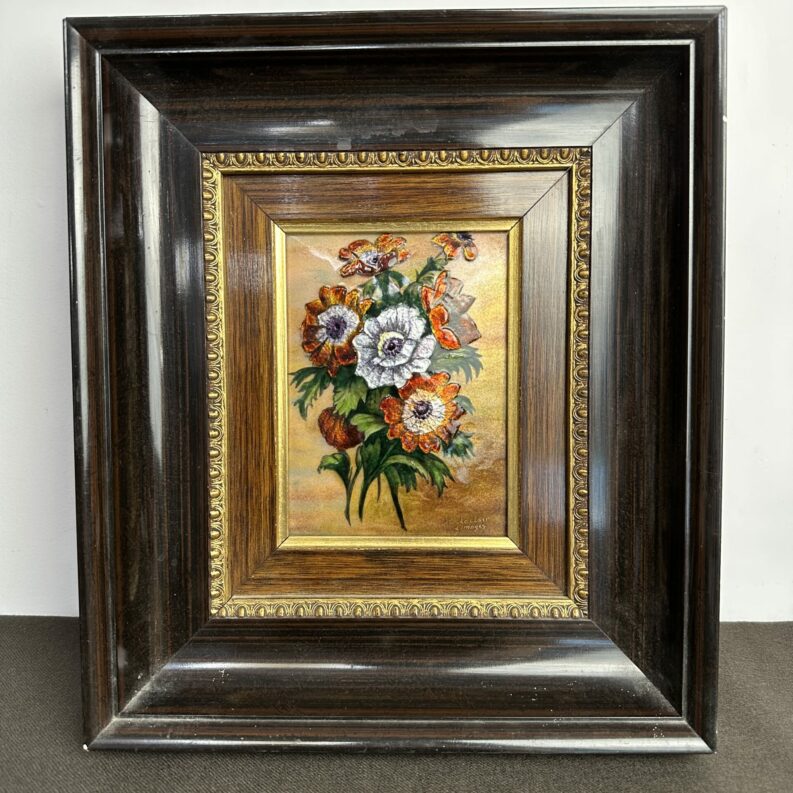 Cadre signé R.Leclair émaux de Limoges