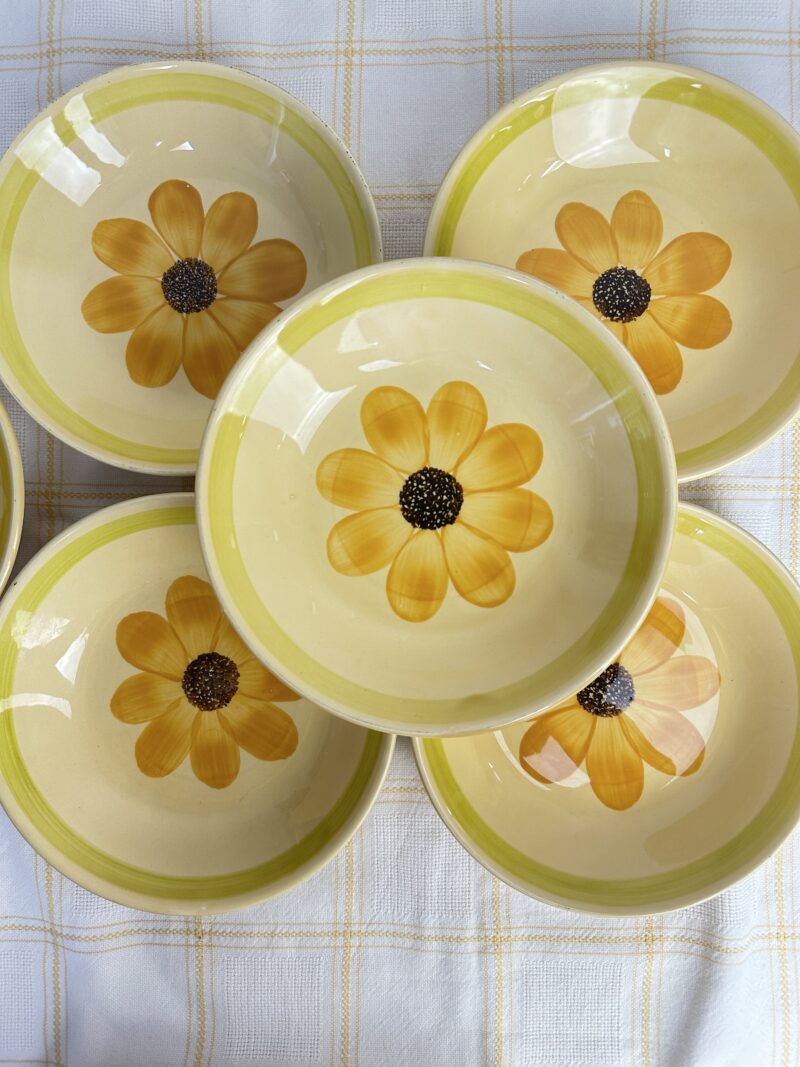 Ensemble 6 assiettes creuses Gien tournesol vintage