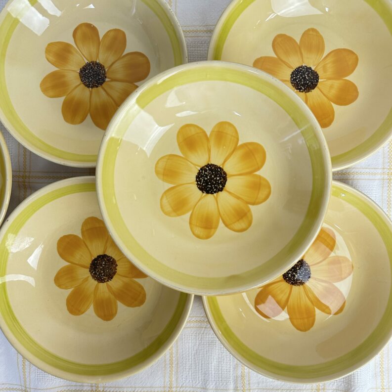Ensemble 6 assiettes creuses Gien tournesol vintage