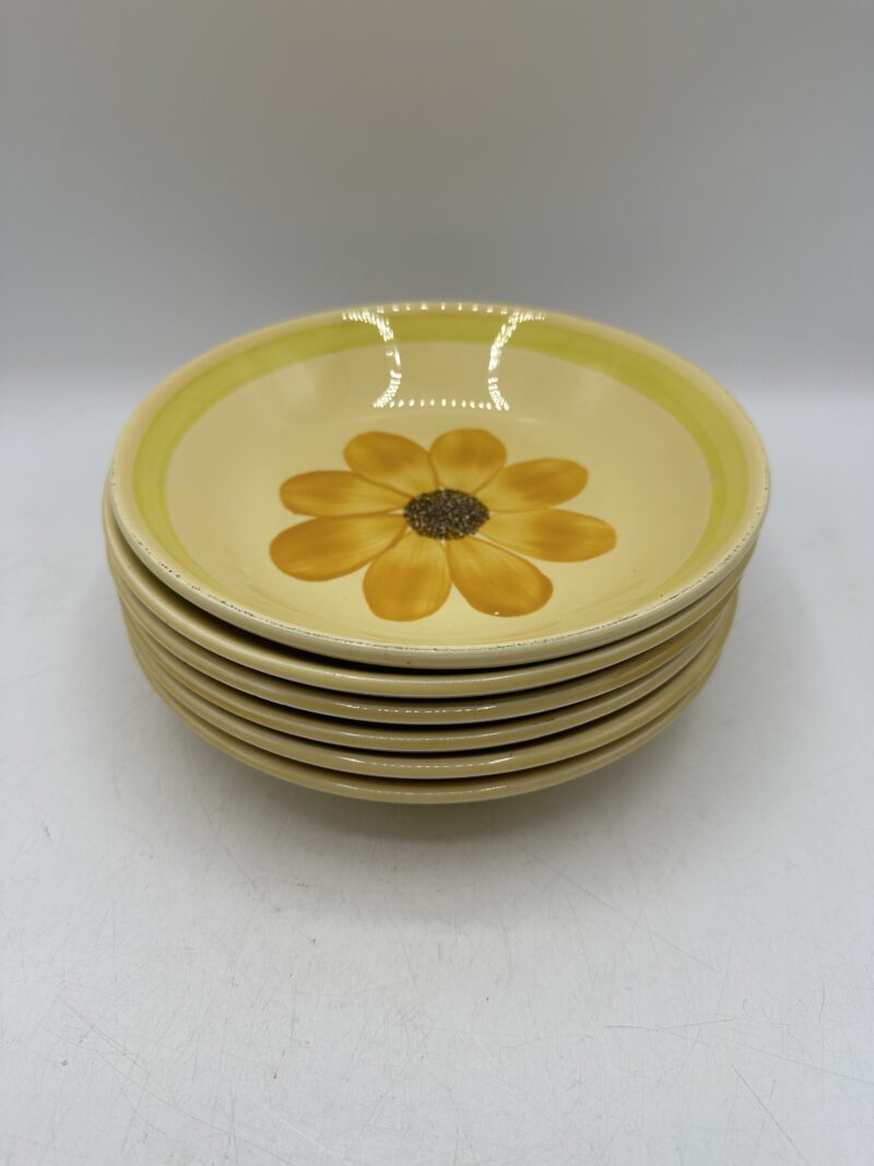 Ensemble 6 assiettes creuses Gien tournesol vintage – Image 2