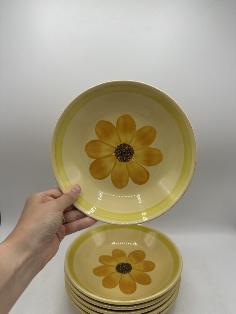 Ensemble 6 assiettes creuses Gien tournesol vintage – Image 4