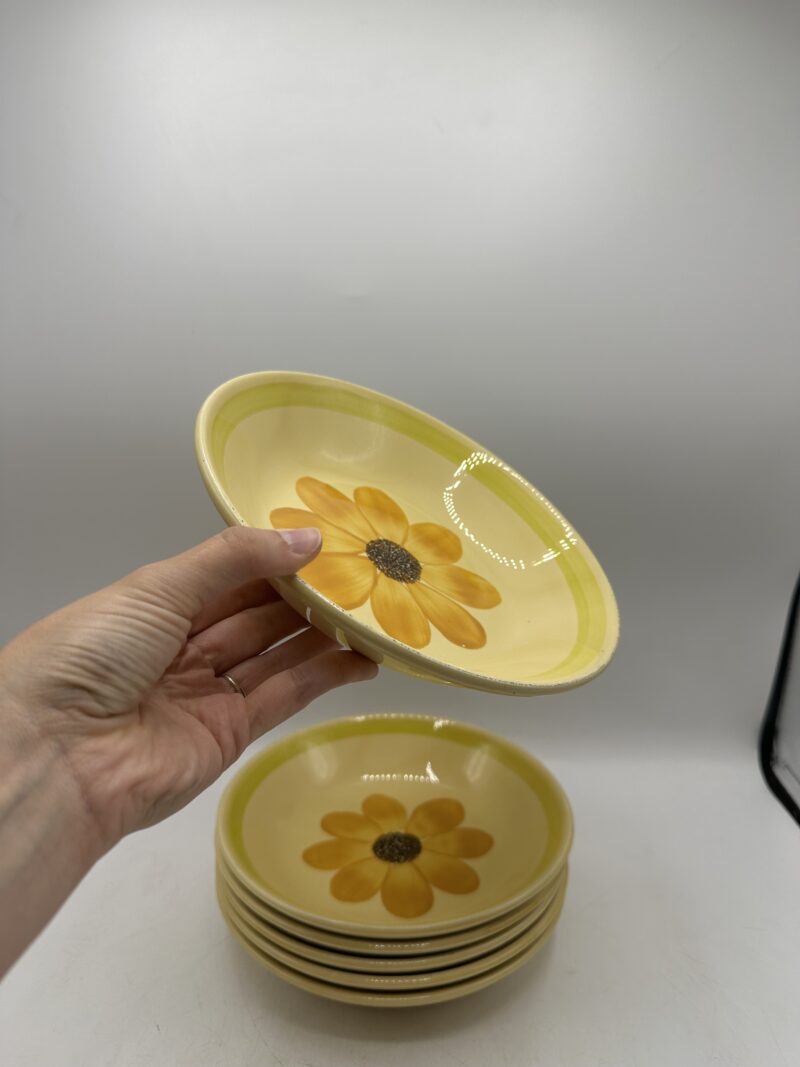 Ensemble 6 assiettes creuses Gien tournesol vintage – Image 5