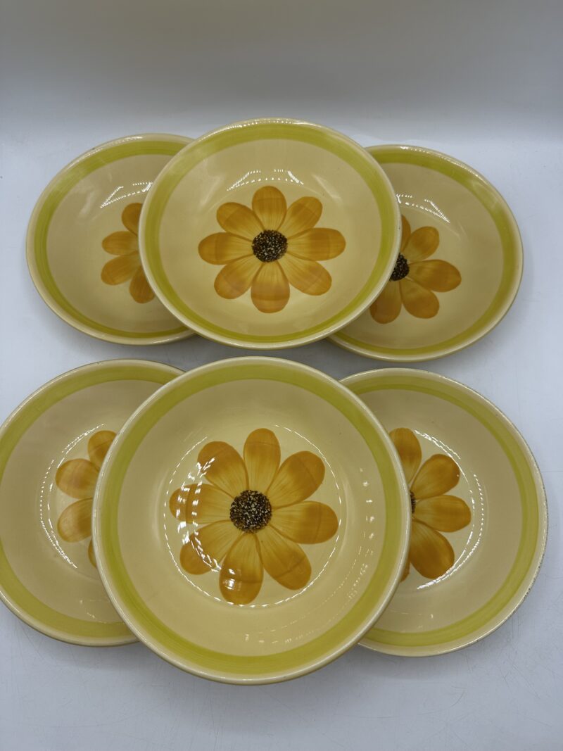 Ensemble 6 assiettes creuses Gien tournesol vintage – Image 7
