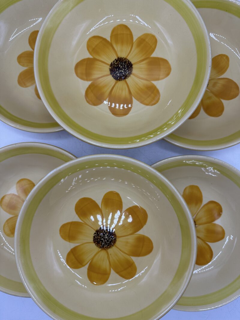 Ensemble 6 assiettes creuses Gien tournesol vintage – Image 11