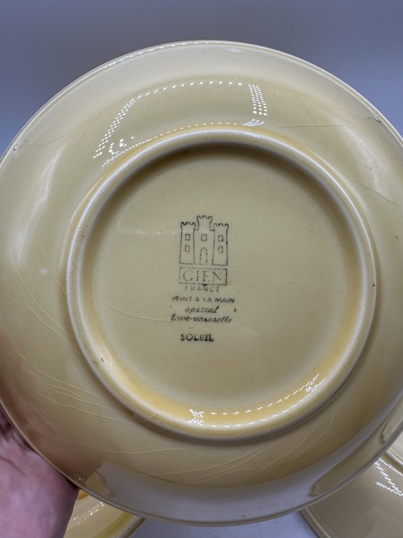 Ensemble 6 assiettes creuses Gien tournesol vintage – Image 13