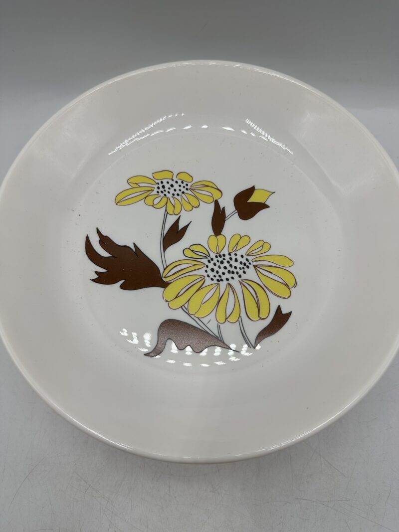 Ensemble 11 assiettes creuses Sovirel France vintage fleurs jaunes – Image 4