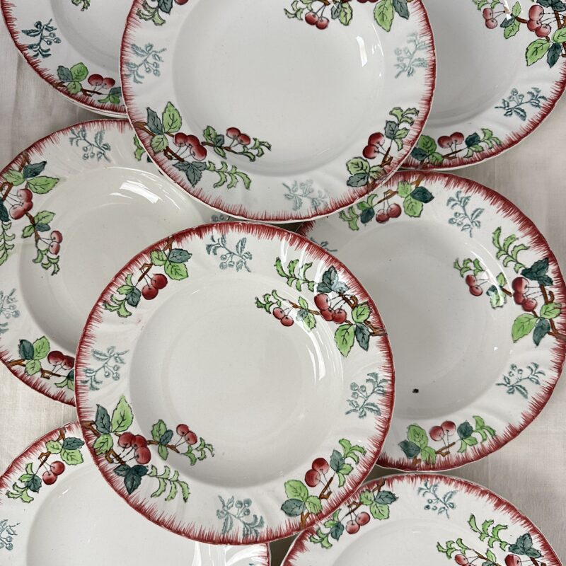 Lot de 10 assiettes anciennes creuses Longwy Montmorency