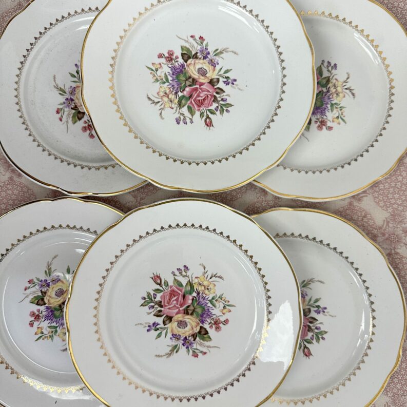 6 assiettes fleuries Lunéville