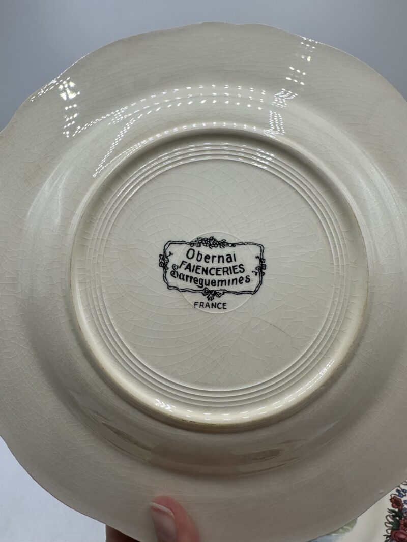 Lot de 4 assiettes creuses Obernai Sarreguemines décor signé H. Loux  – Image 8