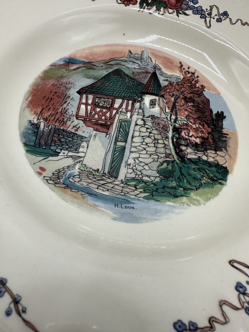 Lot de 4 assiettes creuses Obernai Sarreguemines décor signé H. Loux  – Image 9