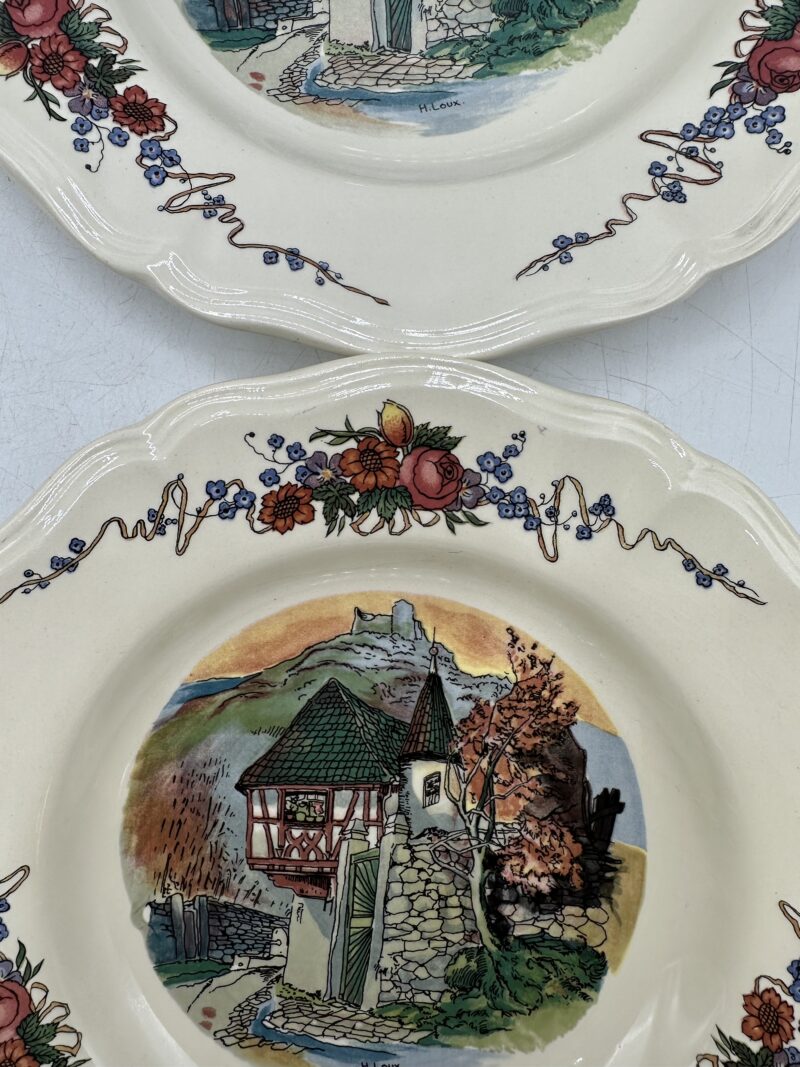 Lot de 4 assiettes creuses Obernai Sarreguemines décor signé H. Loux  – Image 13