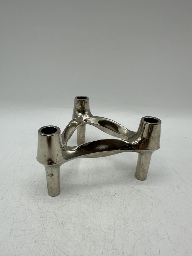 Bougeoir Nagel BMF métal argenté années 70 – Image 3