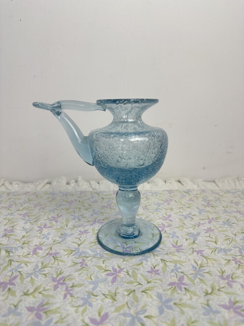 Lampe à huile en verre Biot bleu
